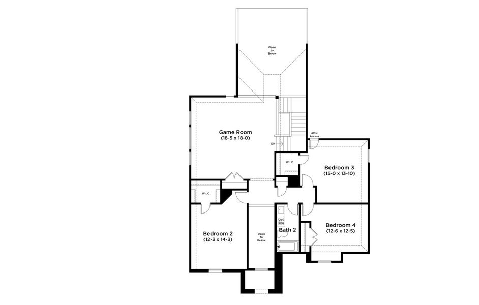 2D floor plan layout for the Rosewood by DRB Homes in Infinity Square, Kyle, TX (Image 4).