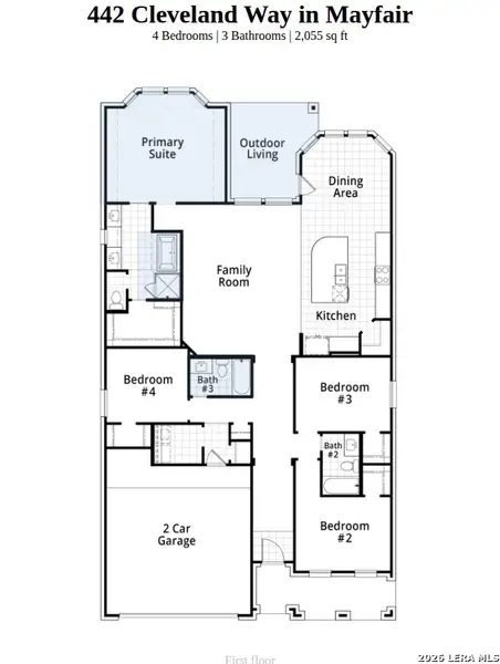 2D floor plan layout of this home in Mayfair, New Braunfels, TX (Image 2).