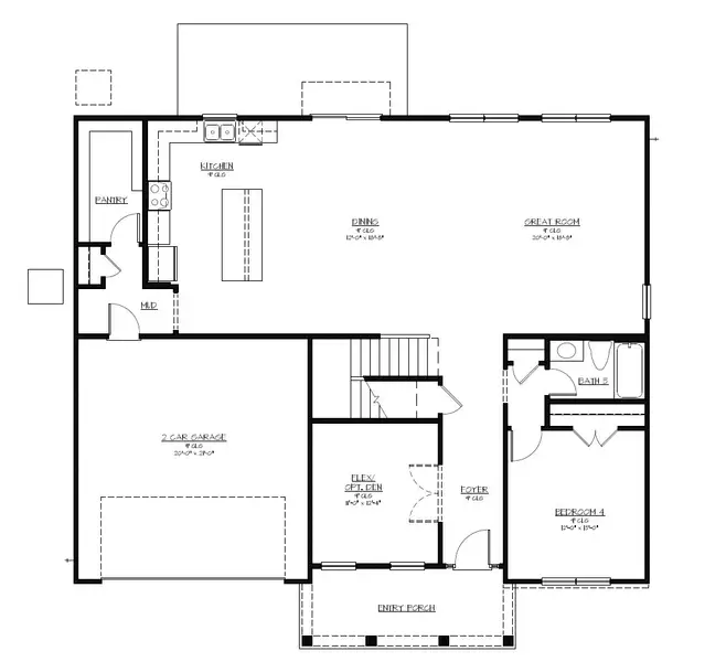 2D floor plan layout of this home in Ramsey Landing, Rincon, GA (Image 3).