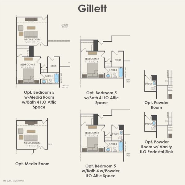 2D floor plan layout for the Gillett by Pulte Homes in Mission Hills, Garland, TX (Image 24). 2D floor plan layout for the Gillett by Pulte Homes in Mission Hills, Garland, TX (Image 24).