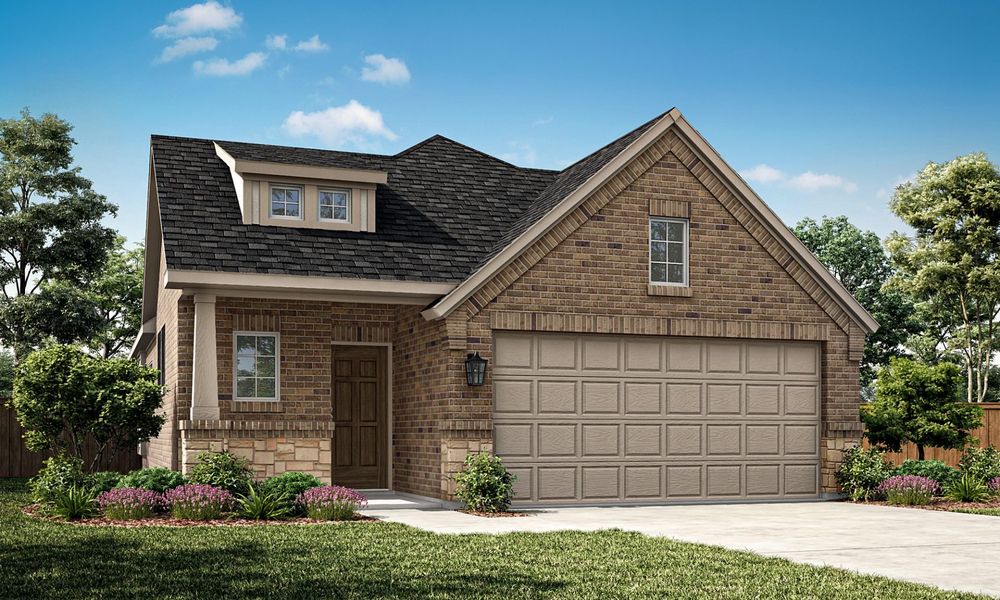 Representative exterior photo of a completed home built from the Belmont by Pacesetter Homes in Keeneland, Aubrey, TX (Image 4).