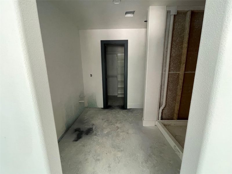 Primary Bath with double vanity, Walk-in shower, Walk in closet.