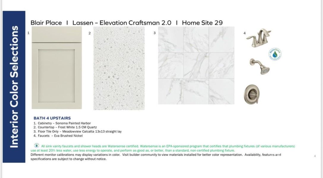 Actual Selections.  Selections are already ordered for this home and may not be changed or modified in any way.