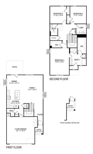 2D floor plan layout of this home in Rosewood Farms, Acworth, GA (Image 2).