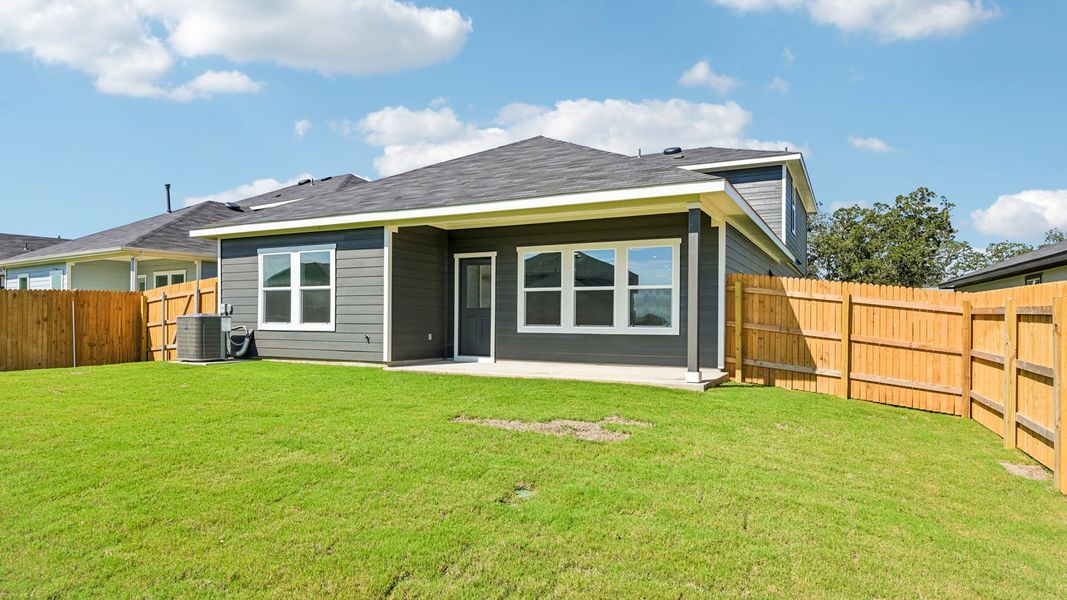 Exterior details and patio area of a home in Valverde, Bastrop (Image 19).