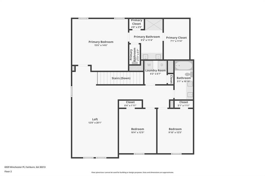 2D floor plan layout of this home in Creekside at Oxford Park, Fairburn, GA (Image 5).