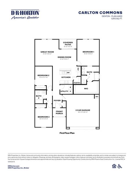 2D floor plan layout for the Denton by D.R. Horton in Carlton Commons, Casa Grande, AZ (Image 3). 2D floor plan layout for the Denton by D.R. Horton in Carlton Commons, Casa Grande, AZ (Image 3).