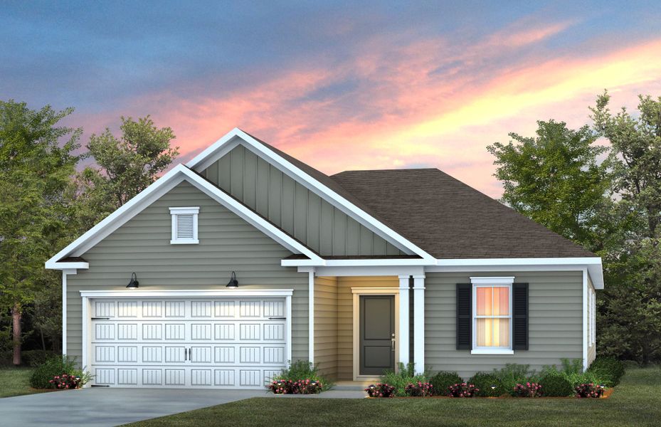 Front exterior of a new home in Exchange at 401, Raleigh, NC, highlighting curb appeal (Image 1). Front exterior of a new home in Exchange at 401, Raleigh, NC, highlighting curb appeal (Image 1).