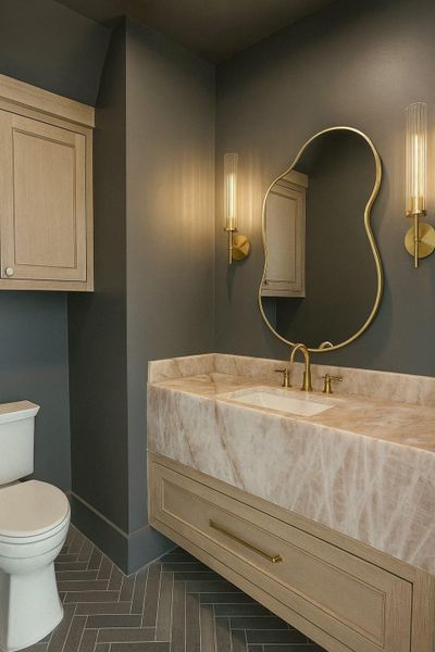 Powder Bath. Professionally rendered photo from actual photo of home.