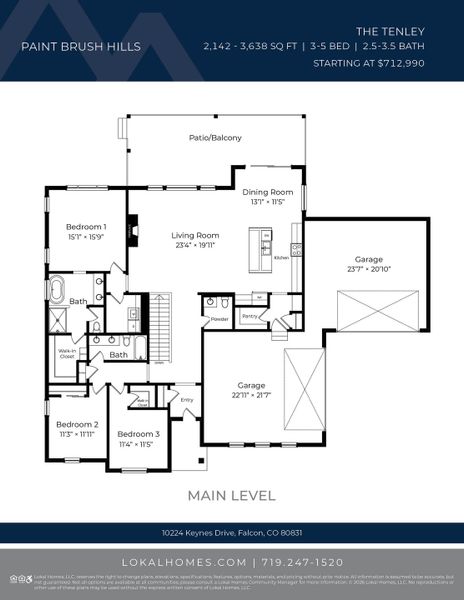 2D floor plan layout for the Tenley by Lokal Homes in Paint Brush Hills, Peyton, CO (Image 6). 2D floor plan layout for the Tenley by Lokal Homes in Paint Brush Hills, Peyton, CO (Image 6).