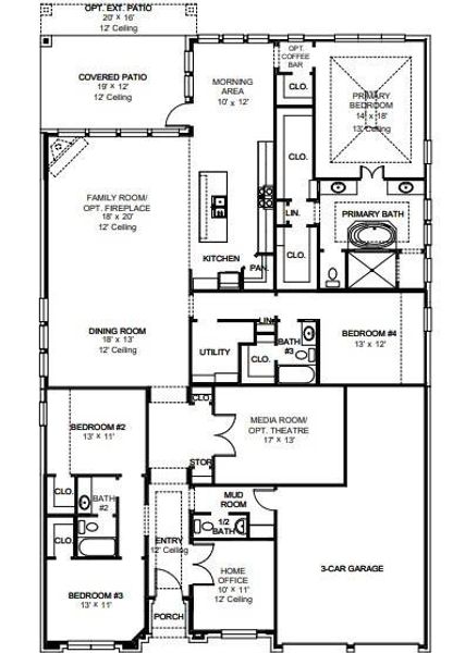 2D floor plan layout of this home in Sienna, Missouri City, TX (Image 2).