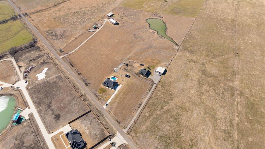 Aerial view of sparsely populated area