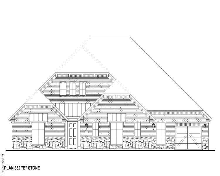 Plan 852 Elevation B w/ Stone Plan 852 Elevation B w/ Stone