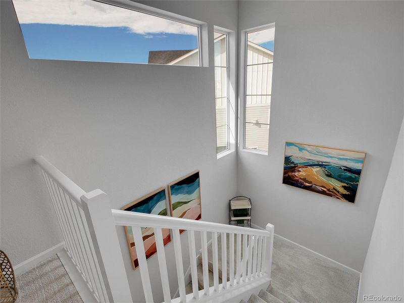 Furnished interior view inside a new home in Wild Oak at The Canyons, Castle Pines (Image 9). Furnished interior view inside a new home in Wild Oak at The Canyons, Castle Pines (Image 9).