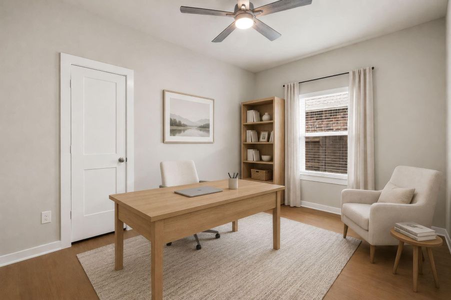 Office or secondary bedroom with full bath down. Virtually staged