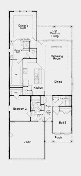 Structural options added include: raised ceiling at gathering room, kitchen and dining.