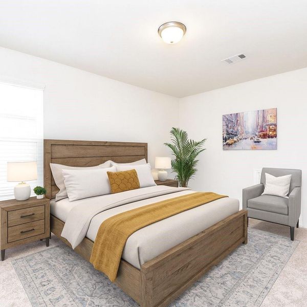 Inviting fourth bedroom with clean, like-new carpeting. (Virtually staged by A.I.) Inviting fourth bedroom with clean, like-new carpeting. (Virtually staged by A.I.)