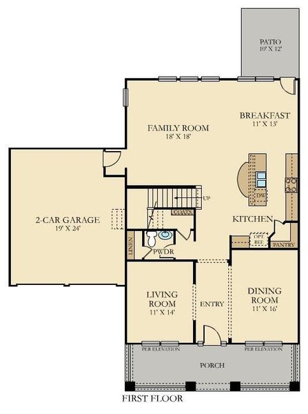 2D floor plan layout of this home in Heron's Walk at Summers Corner, Summerville, SC (Image 6).