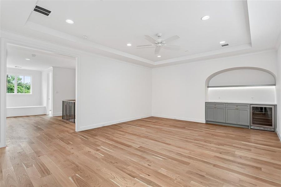 Built in cabinets and beverage refrigerator