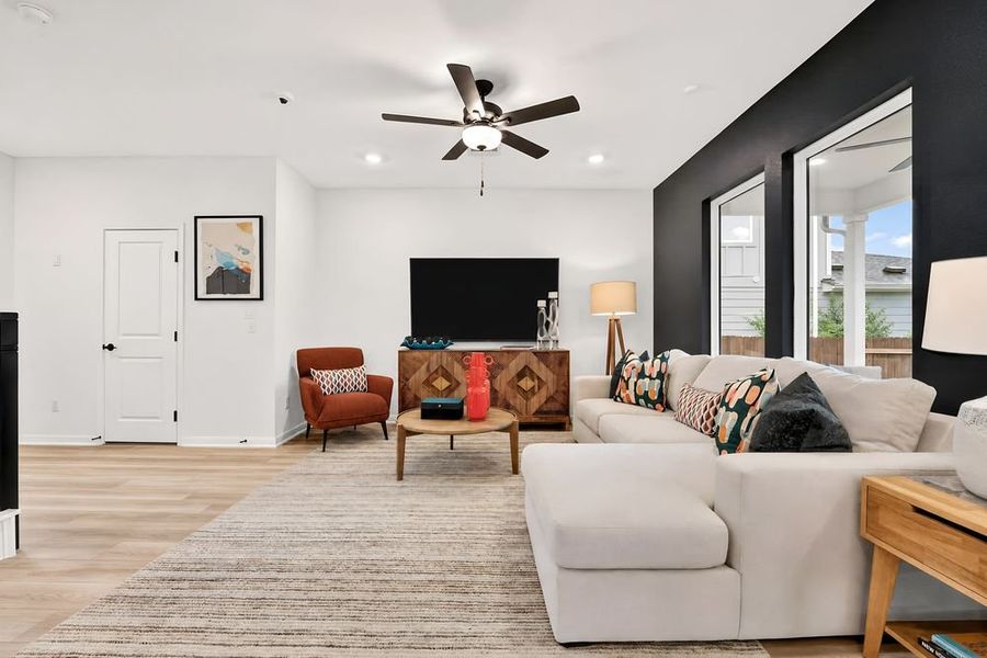 Representative furnished interior of a home built from the Harrier by Taylor Morrison in Village Grove, Dripping Springs (Image 14). Representative furnished interior of a home built from the Harrier by Taylor Morrison in Village Grove, Dripping Springs (Image 14).