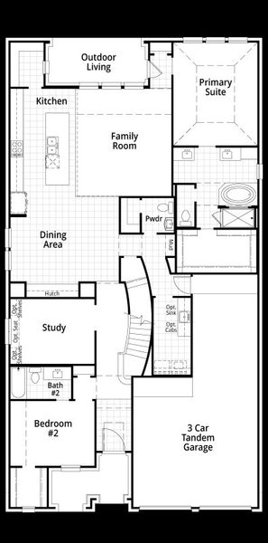 2D floor plan layout for the 511 by Highland Homes in Star Trail, Prosper, TX (Image 5).