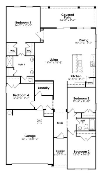 2D floor plan layout for the Litchfield by D.R. Horton in Old Chapin Reserve, Lexington, SC (Image 3).