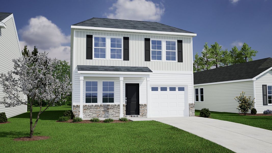 Representative exterior photo of a completed home built from the Atkinson - Genesis Value Collection by Mungo Homes in Evergreen, Spartanburg, SC (Image 6).