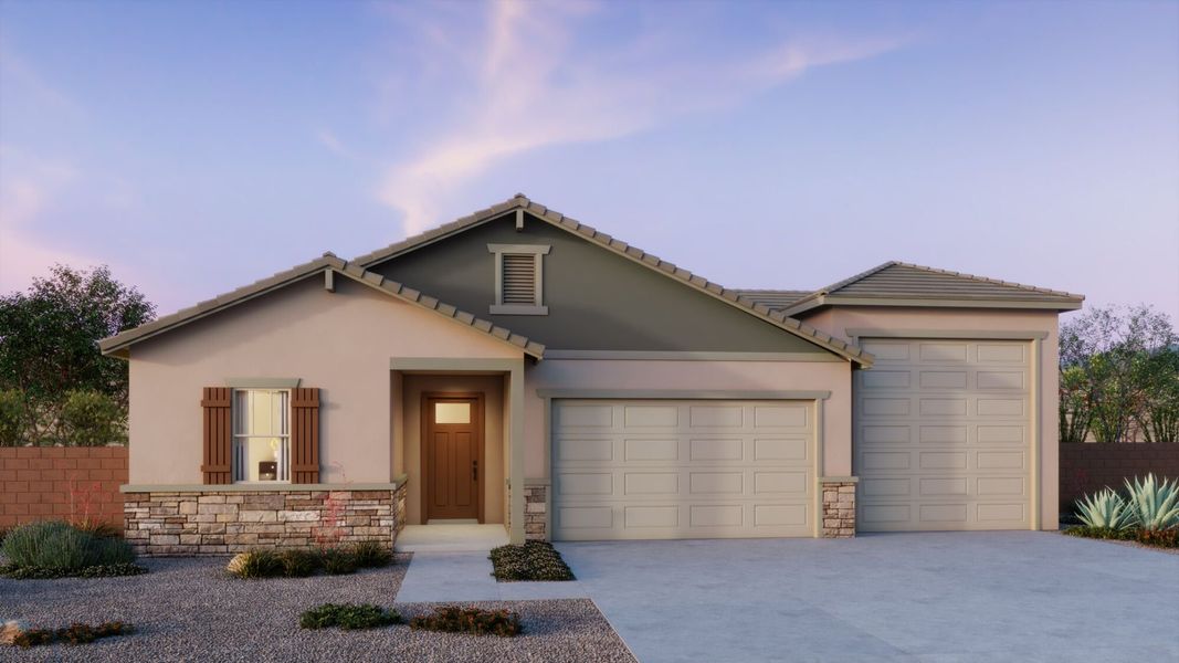 Representative exterior photo of a completed home built from the Chiffon by Mattamy Homes in Saguaro Reserve II, Marana, AZ (Image 2).
