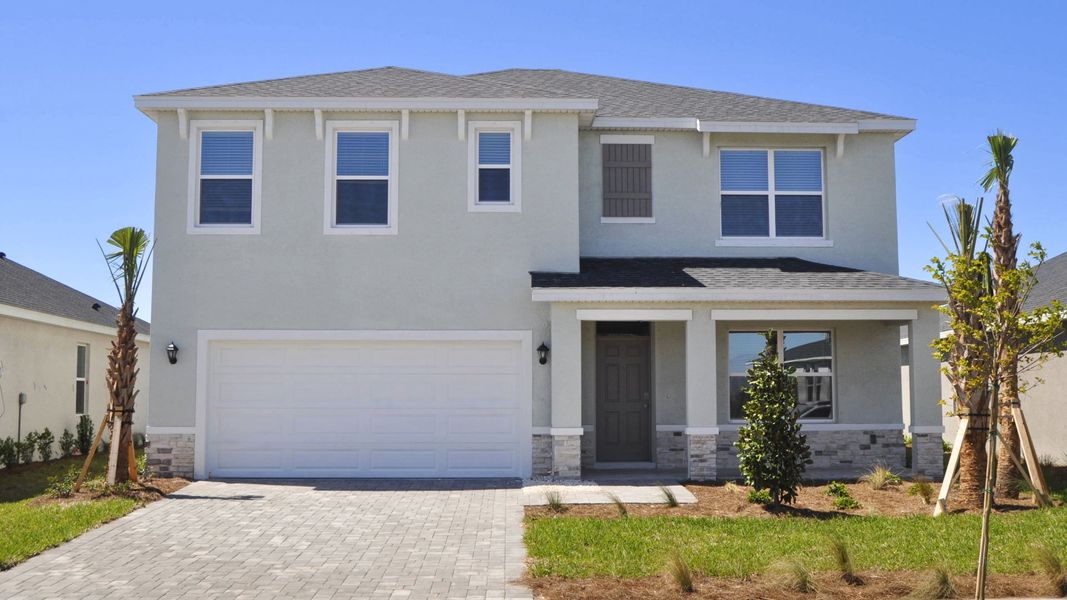 Representative exterior photo of a completed home built from the Hayden by D.R. Horton in Legacy Preserve, Parrish, FL (Image 1). Representative exterior photo of a completed home built from the Hayden by D.R. Horton in Legacy Preserve, Parrish, FL (Image 1).