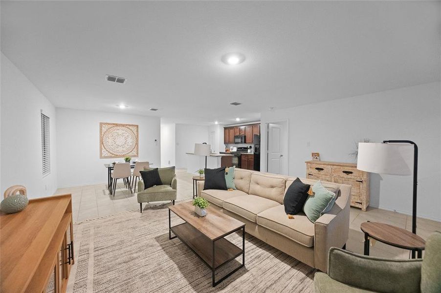 Furnished interior view inside a new home in Mobberly Farms: Watermill Collection, Pilot Point (Image 17).