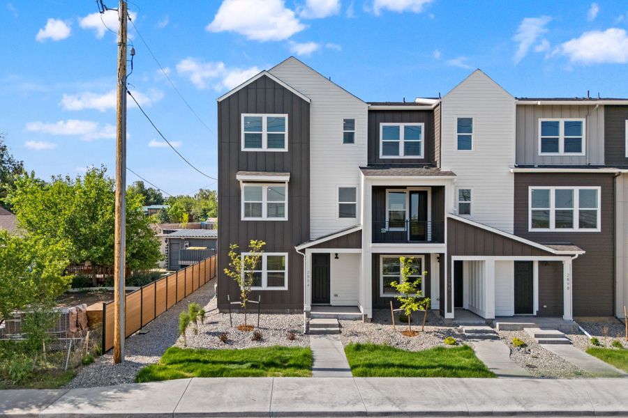 Front exterior of a new home in Berkeley Villas, Denver, CO, highlighting curb appeal (Image 20). Front exterior of a new home in Berkeley Villas, Denver, CO, highlighting curb appeal (Image 20).