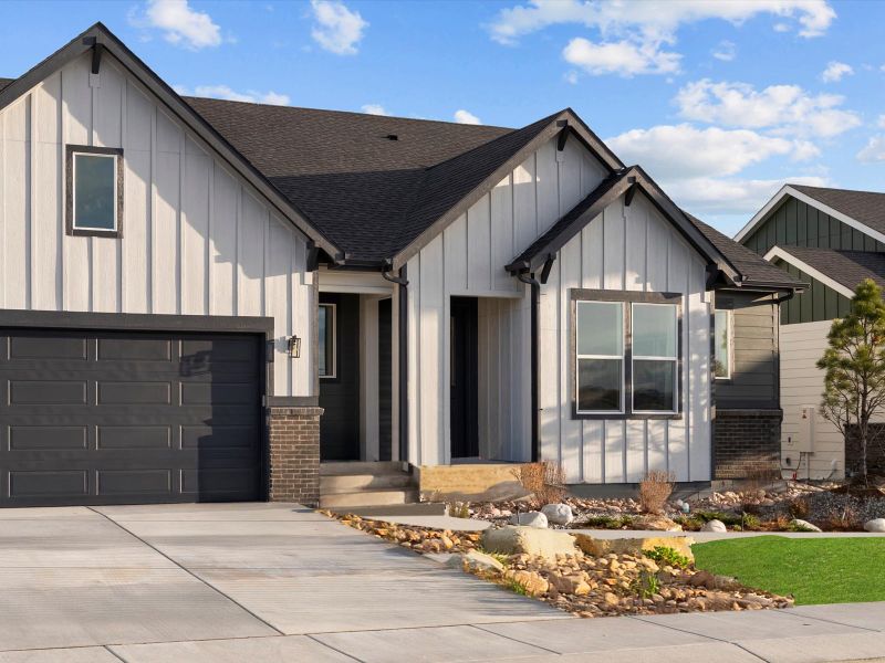 Front exterior of a new home in Jackson Creek, Monument, CO, highlighting curb appeal (Image 2).