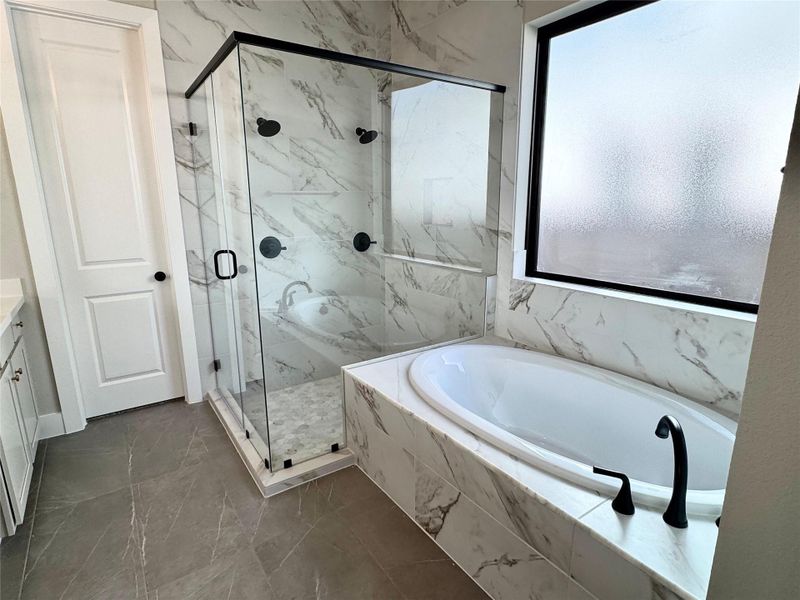 Large Shower and Separate Tub - with Spa like Tile Large Shower and Separate Tub - with Spa like Tile