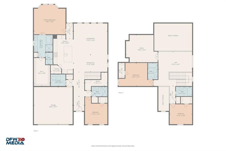 2D floor plan layout of this home in Thompson Farms: 50ft. lots, Van Alstyne, TX (Image 5). 2D floor plan layout of this home in Thompson Farms: 50ft. lots, Van Alstyne, TX (Image 5).