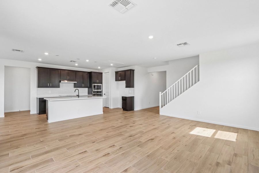 Great room and kitchen Great room and kitchen