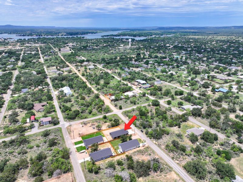 Aerial view of a large body of water