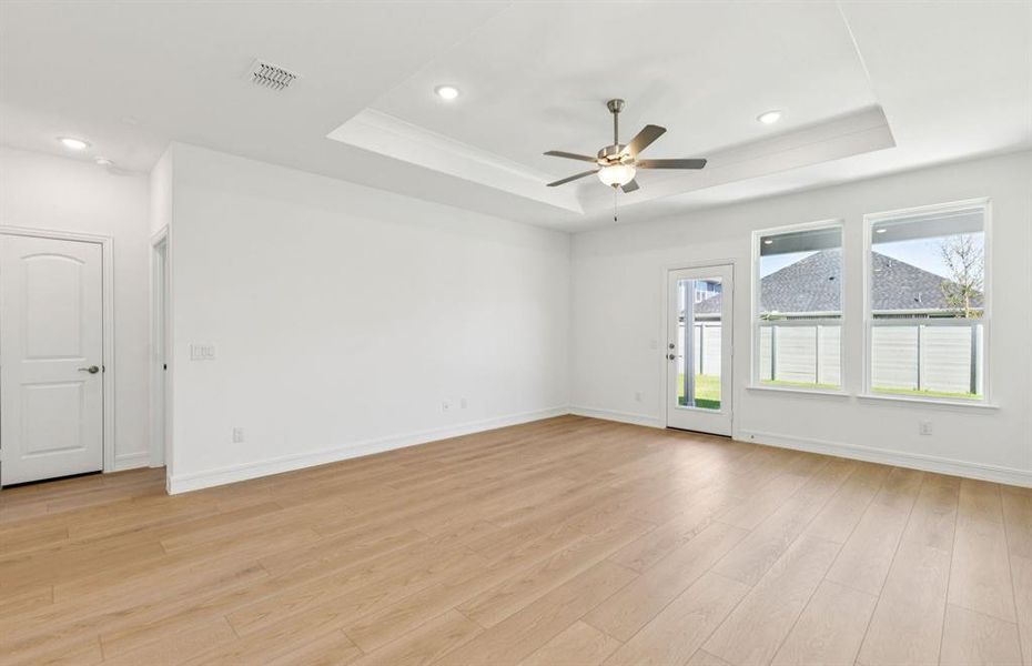 Spacious gathering room with large windows