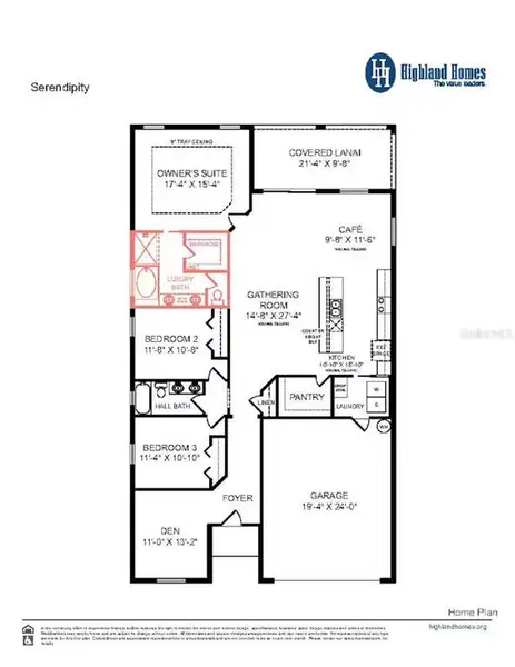 2D floor plan layout of this home in Estates at Hickory Cove - Single-Family Homes, St. Cloud, FL (Image 2).