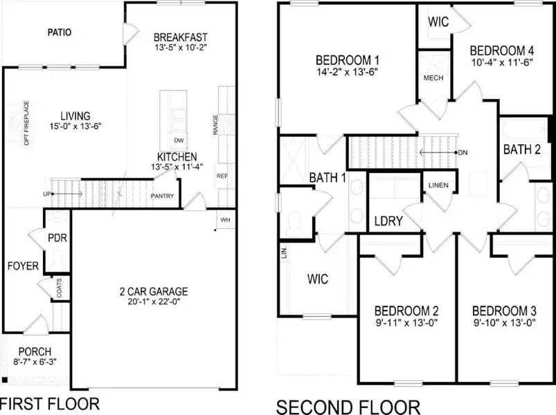 2D floor plan layout of this home in The Cove at Thrasher Landing, Hixson, TN (Image 3).