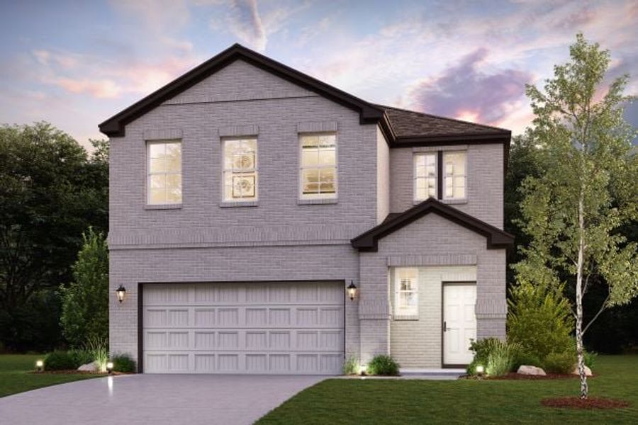 Front exterior of a new home in Laurel Farms, Brookshire, TX, highlighting curb appeal (Image 1). Front exterior of a new home in Laurel Farms, Brookshire, TX, highlighting curb appeal (Image 1).