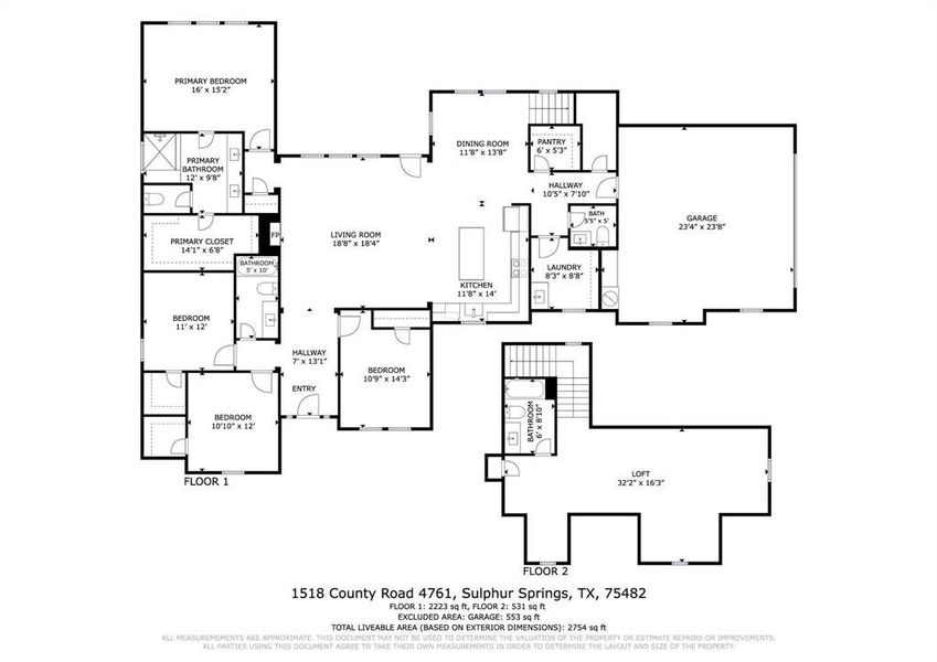 2D floor plan layout of this home in , Sulphur Springs, TX (Image 4).