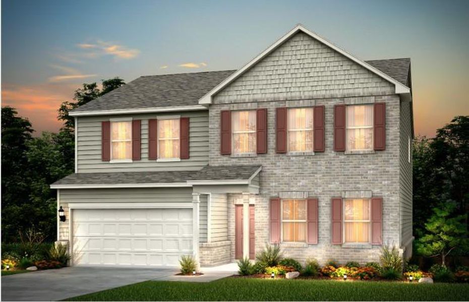 Front exterior of a new home in Hawthorne Ridge, McDonough, GA, highlighting curb appeal (Image 2).