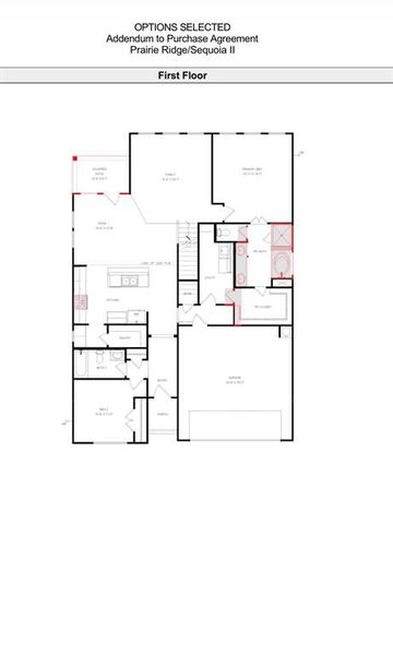 2D floor plan layout of this home in Prairie Ridge at Goodland, Venus, TX (Image 5).