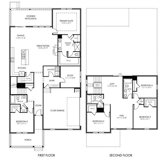 2D floor plan layout for the McBryde by Meritage Homes in Benders Cove - Estate Series, Mount Juliet, TN (Image 3).