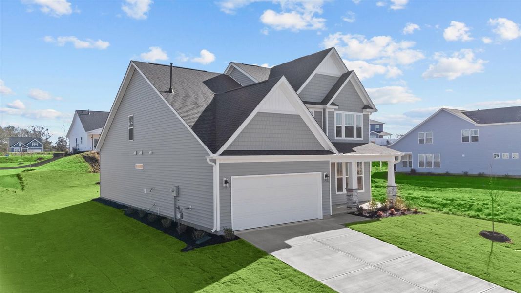 Front exterior of a new home in Woodglen, Piedmont, SC, highlighting curb appeal (Image 2).