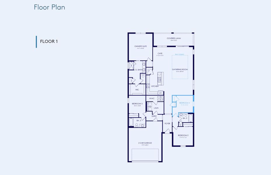 2D floor plan layout of this home in Spencer Glen, Riverview, FL (Image 3).