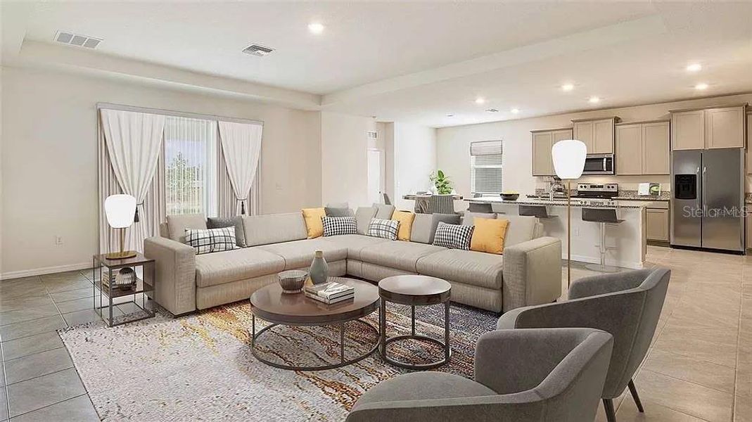 Furnished interior view inside a new home in Woodcreek, Wesley Chapel (Image 5). Furnished interior view inside a new home in Woodcreek, Wesley Chapel (Image 5).