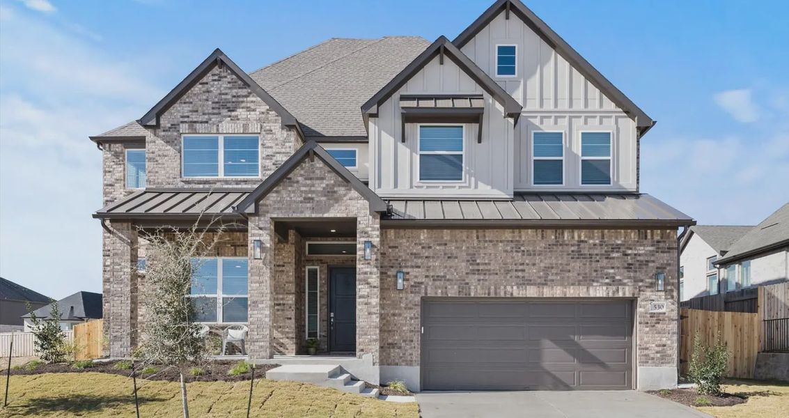 Representative exterior photo of a completed home built from the Waterloo by Chesmar Homes in Village at Three Oaks, Seguin, TX (Image 1). Representative exterior photo of a completed home built from the Waterloo by Chesmar Homes in Village at Three Oaks, Seguin, TX (Image 1).