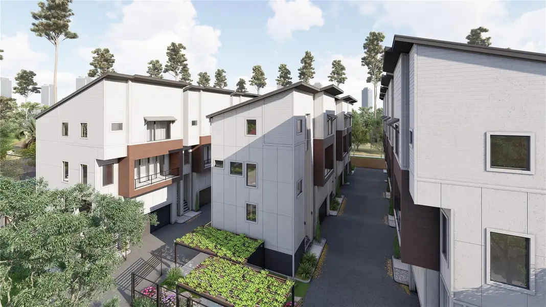 This virtual rendering showcases the community, which will feature an automatic gate and two covered parking spaces. This virtual rendering showcases the community, which will feature an automatic gate and two covered parking spaces.