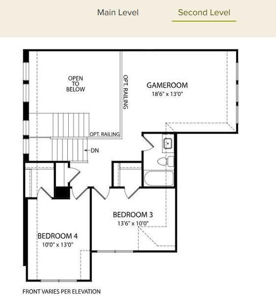 2D floor plan layout of this home in Everly - 45', Hockley, TX (Image 5).